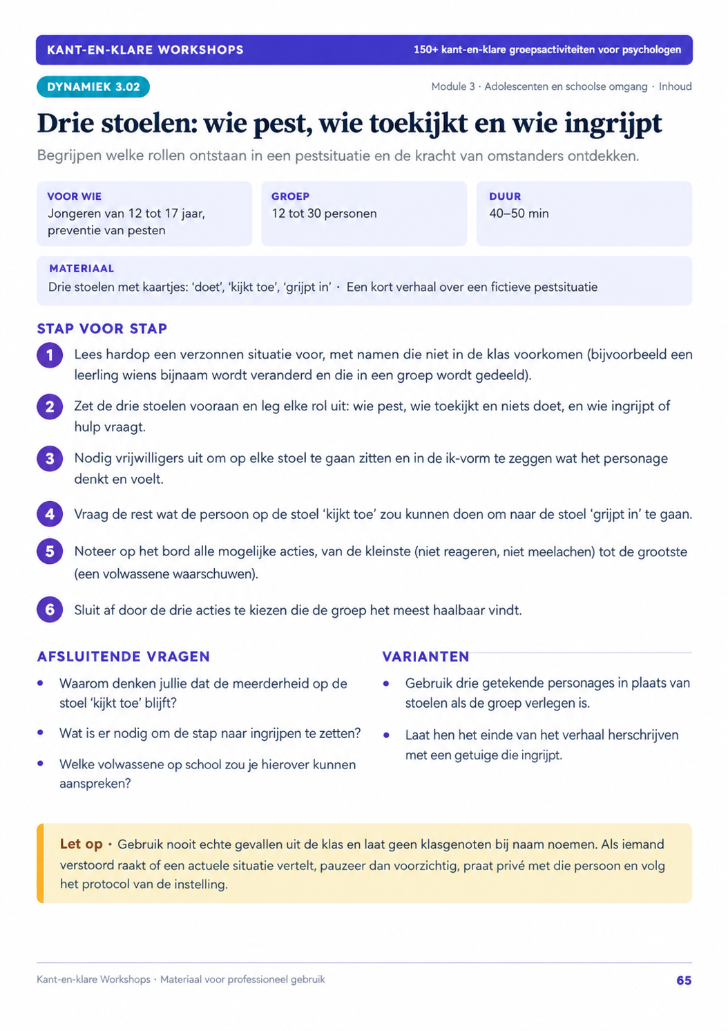 Kant-en-klare Workshops — voorbeeld 2